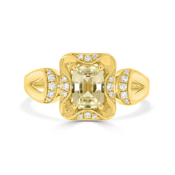 0.98ct Sapphire Rings with 0.10tct diamonds set in 14KT yellow gold