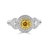 0.28ct Orange Diamond ring with 0.44tct diamond accents set in 14K two tone gold