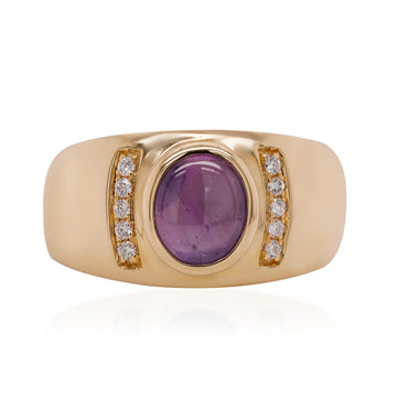 1.49ct Sapphire ring with 0.05tct diamonds set in 14K yellow gold