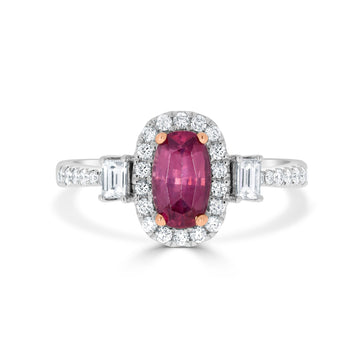 1.08ct Sapphire Rings with 0.50tct diamonds set in 14KT two tone gold