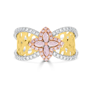 0.21tct Pink Diamond Ring with 0.42tct Diamonds set in 14K Two Tone gold