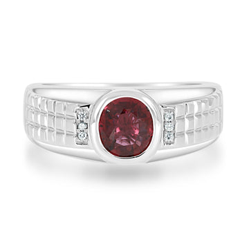 1.25Ct Ruby Ring With 0.03Tct Diamonds Set In 18K White Gold