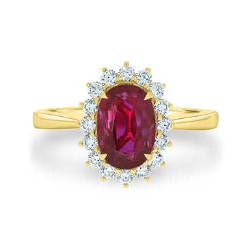 2.03Ct Ruby Ring With 0.36Tct Diamonds Set In 18K Yellow Gold