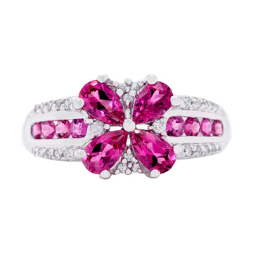 0.80ct Pink Tourmaline with 0.22ct diamonds set in 9K white gold