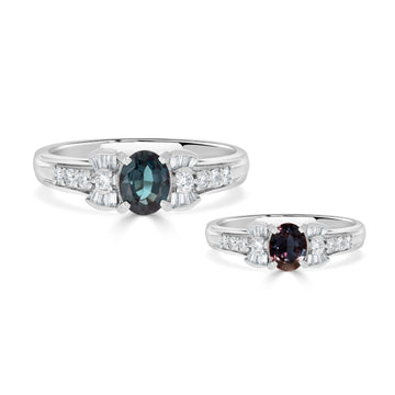 0.60ct Alexandrite Rings With 0.25tct Diamonds Set In Platinum 900 Platinum