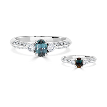 0.39ct Alexandrite Rings With 0.27tct Diamonds Set In Platinum 950 Platinum