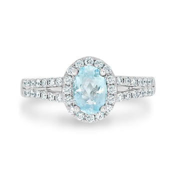 0.75ct Paraiba Rings with 0.38tct diamonds set in 18K white gold