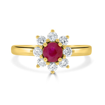 0.62ct Ruby Rings with 0.48tct diamonds set in 14k yellow gold