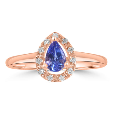 0.43ct Tanzanite Rings with 0.09tct Diamond set in 14K Rose Gold