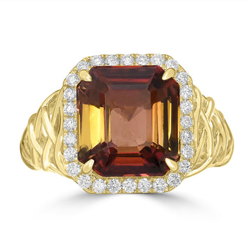 6.16ct Tourmaline Rings with 0.35tct Diamond set in 18K Yellow Gold