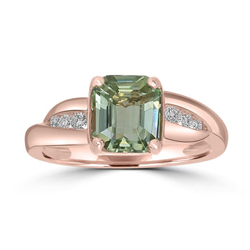 2.09ct  Tourmaline Rings with 0.12tct Diamond set in 18K Yellow Gold