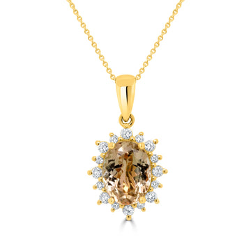 2.12ct Tourmaline Pendant with 0.22tct Diamonds set in 14K Yellow Gold