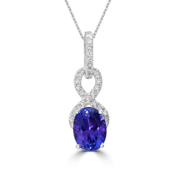 1.52ct Tanzanite Pendants with 0.16tct Diamond set in 14K White Gold