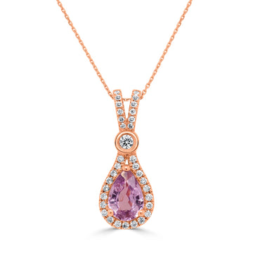 1.2ct Sapphire Pendant with 0.22tct Diamonds set in 14K Rose Gold