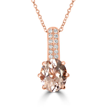 2.12ct Morganite Pendants with 0.11tct Diamond set in 14K Rose Gold