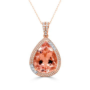 16.92ct Morganite Pendant with 0.63tct Diamonds set in 14K Rose Gold