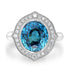 9.99ct  Blue Zircon Rings with 0.32tct Diamond set in 14K White Gold