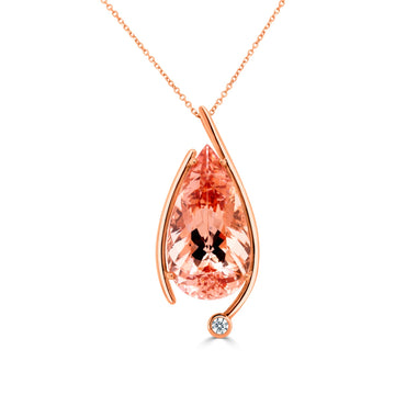 26.91ct Morganite Pendant with 0.14tct Diamonds set in 14K Rose Gold