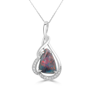 1.59ct Opal Pendant with 0.11tct Diamonds set in 14K White Gold