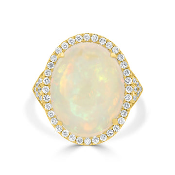 11.74 Opal Rings with 0.46tct Diamond set in 14K Yellow Gold