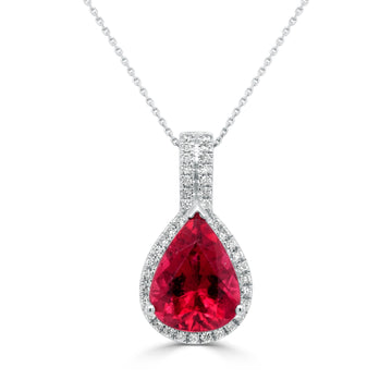 2.73ct Tourmaline Pendant with 0.16tct Diamonds set in 14K White Gold
