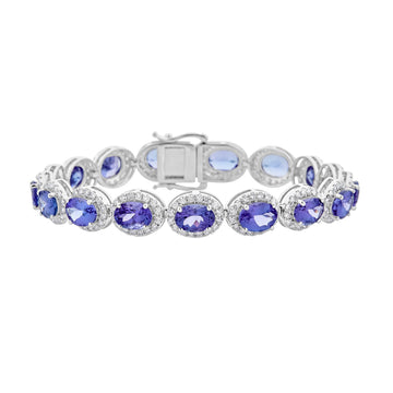 18.19tct Tanzanite Bracelet with 2.61tct Diamonds set in 14K White Gold