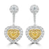 0.69ct Yellow Diamond Earring with 0.74ct Diamonds set in 18K White Gold