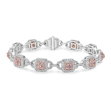 0.88tct Pink Diamond Bracelet with 2.84tct Diamonds set in 14K Two Tone Gold