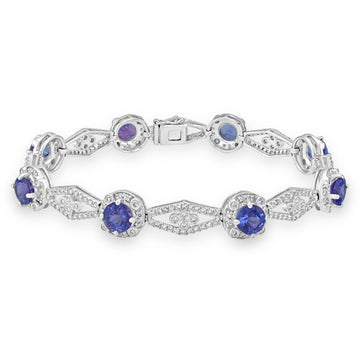 11.22tct Tanzanite Bracelet with 2.33tct Diamonds set in 14K White Gold