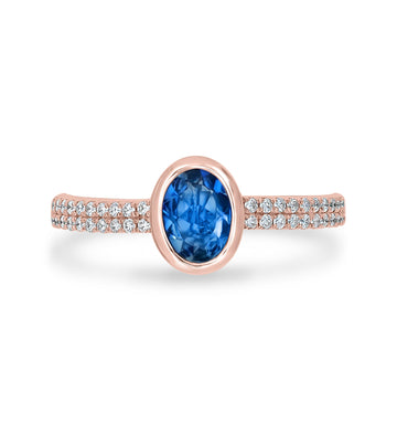 0.48ct Aquamarine Ring with 0.21tct Diamonds set in 14K Rose Gold
