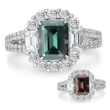2.12ct Alexandrite Ring with 1.35tct Diamonds set in 18K White Gold