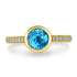 2.3ct Blue Zircon Ring with 0.16tct Diamonds set in 14K Yellow Gold