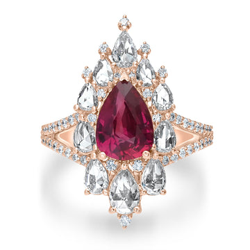 2.21ct Ruby Ring with 1.5tct Diamonds set in 18K Rose Gold