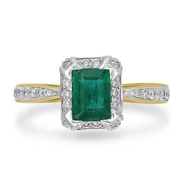 0.75ct Emerald Ring with 0.35tct Diamonds set in 14K Two Tone Gold