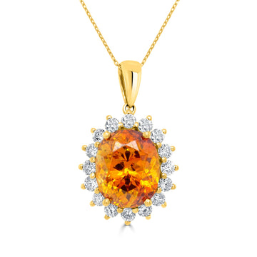 6.54ct Sphalerite Pendant with 0.74tct Diamonds set in 14K Yellow Gold