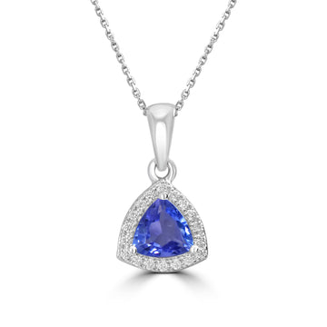 0.54ct Tanzanite Pendants with 0.07tct Diamond set in 14K White Gold