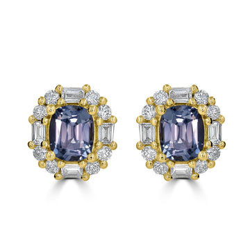 1.09tct Spinel Earring with 0.4tct Diamonds set in 14K Yellow Gold