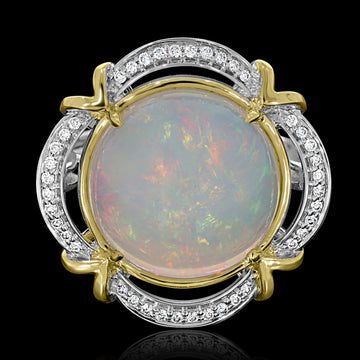 9.35ct Opal Ring with 0.16tct Diamonds set in 14K Two Tone Gold