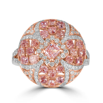 1.42ct Pink Diamond Rings with 0.63tct Diamond set in 18K Rose Gold