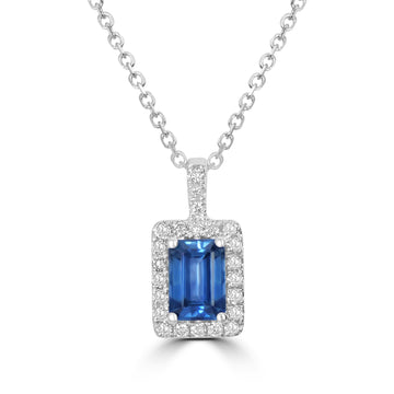 0.83ct Sapphire Pendants with 0.15tct Diamond set in 18K White Gold