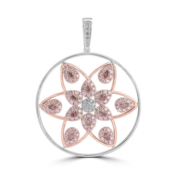 0.884ct Pink Diamond Pendants with 2.334tct Diamond set in 18K Two Tone Gold
