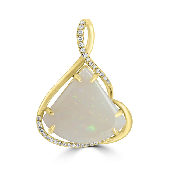 5.8ct Opal Pendants with 0.13tct Diamond set in 18K Yellow Gold