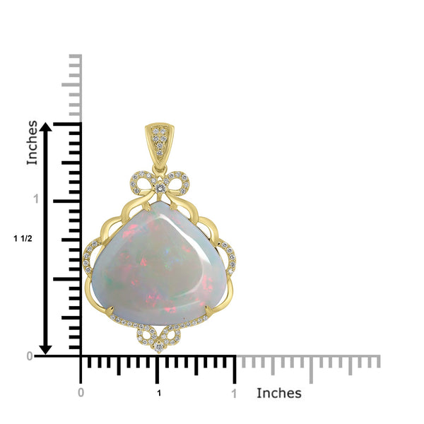 12.28ct Opal Pendants with 0.23tct Diamond set in 18K Yellow Gold