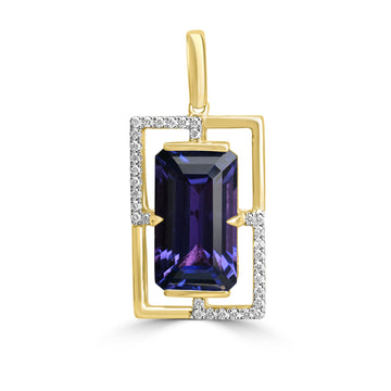 6.69ct Tanzanite Pendants with 0.15tct Diamond set in 18K Two Tone Gold