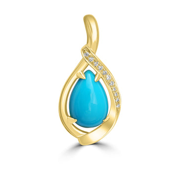 2.83ct Turquoise Pendants with 0.05tct Diamond set in 18K Yellow Gold
