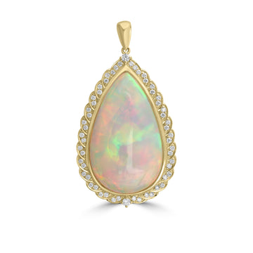 15.18ct Opal Pendants with 0.53tct Diamond set in 18K Yellow Gold
