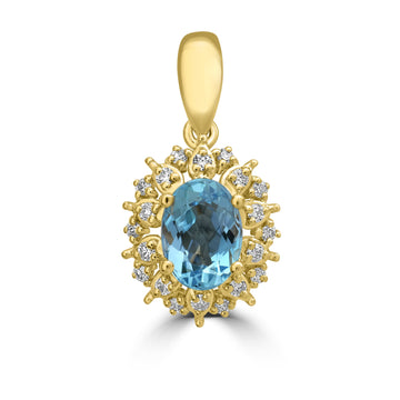 0.81ct Aquamarine Pendants with 0.13tct Diamond set in 18K Yellow Gold