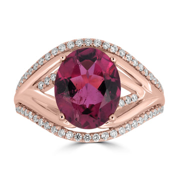 3.32ct Tourmaline Rings with 0.34tct Diamond set in 18K Rose Gold