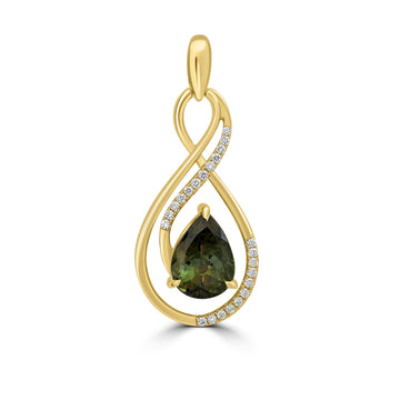 2.99ct Tourmaline Pendants with 0.165tct Diamond set in 18K Yellow Gold