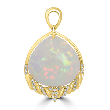 18.78ct Opal Pendants with 0.16tct Diamond set in 18K Yellow Gold